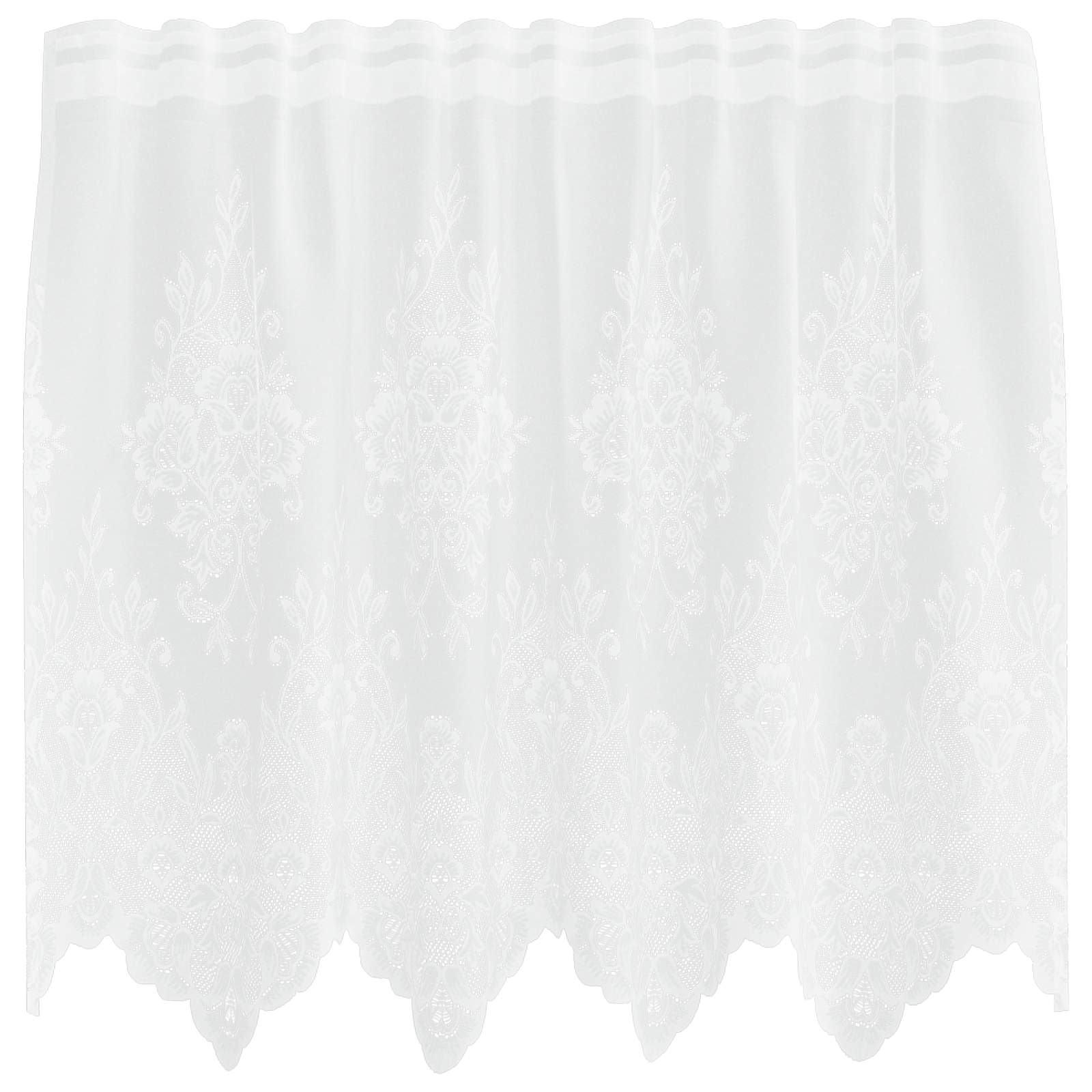 vidaXL Spitzenvorhang mit Vorhängen Floral Weiß 80 x 150 cm Polyester