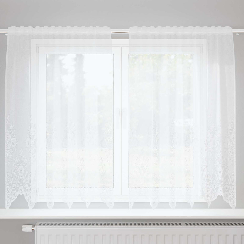 vidaXL Spitzenvorhang mit Vorhängen Weiß 150 x 160 cm Polyester