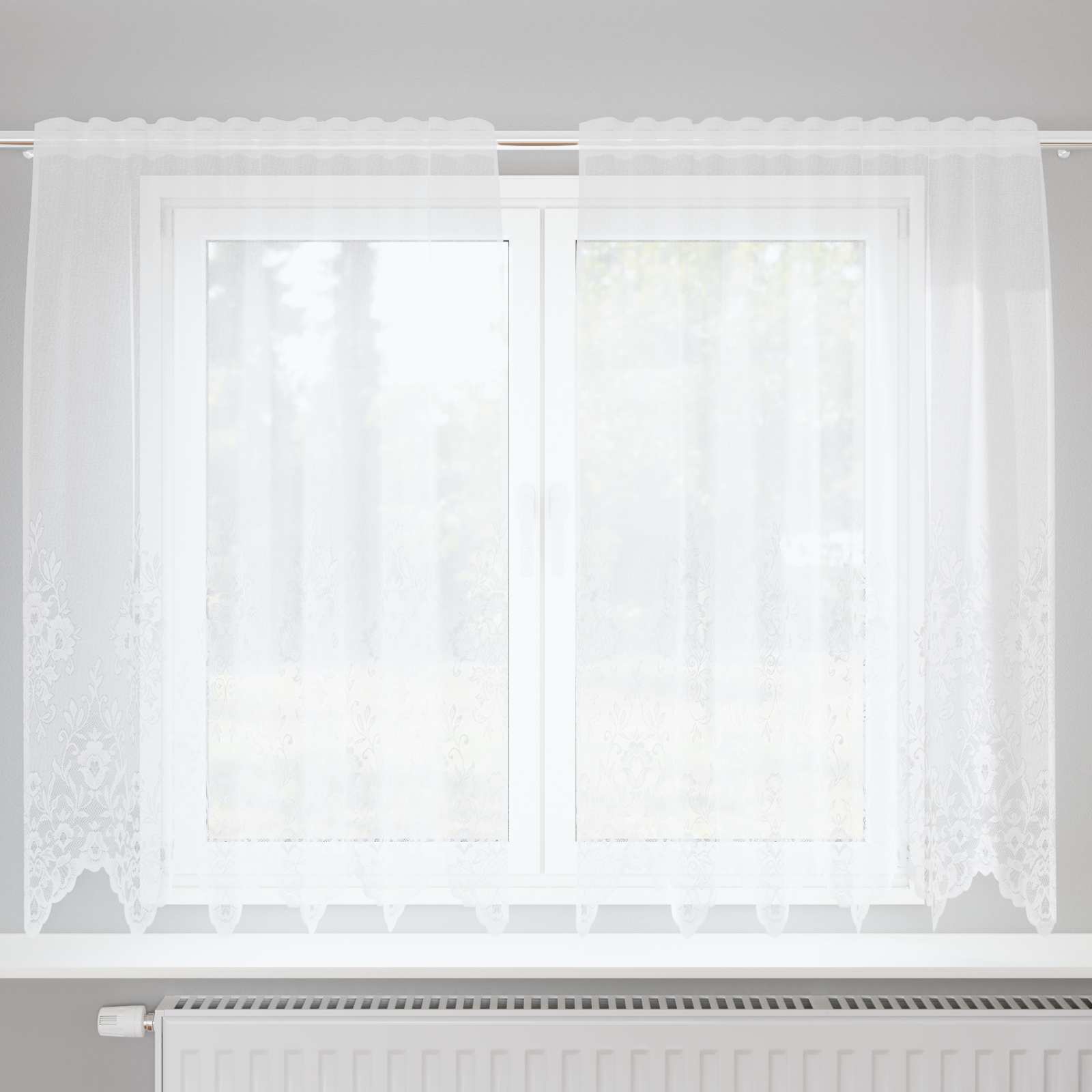vidaXL Spitzenvorhang mit Vorhängen Weiß 150 x 160 cm Polyester