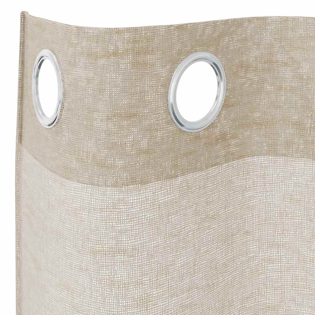 vidaXL Voile-Vorhang mit Vorhängen 2 pcs Sand 140 x 140 cm Polyester