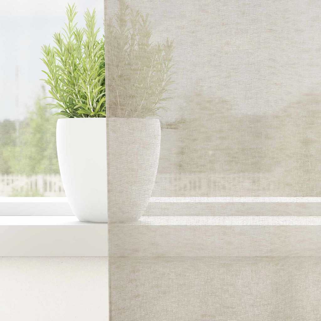 vidaXL Voile-Vorhang mit Vorhängen 2 pcs Sand 140 x 140 cm Polyester
