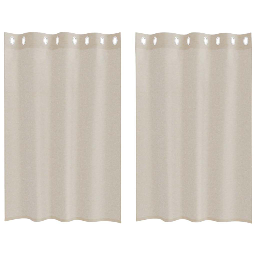 vidaXL Voile-Vorhang mit Vorhängen 2 pcs Sand 140 x 140 cm Polyester