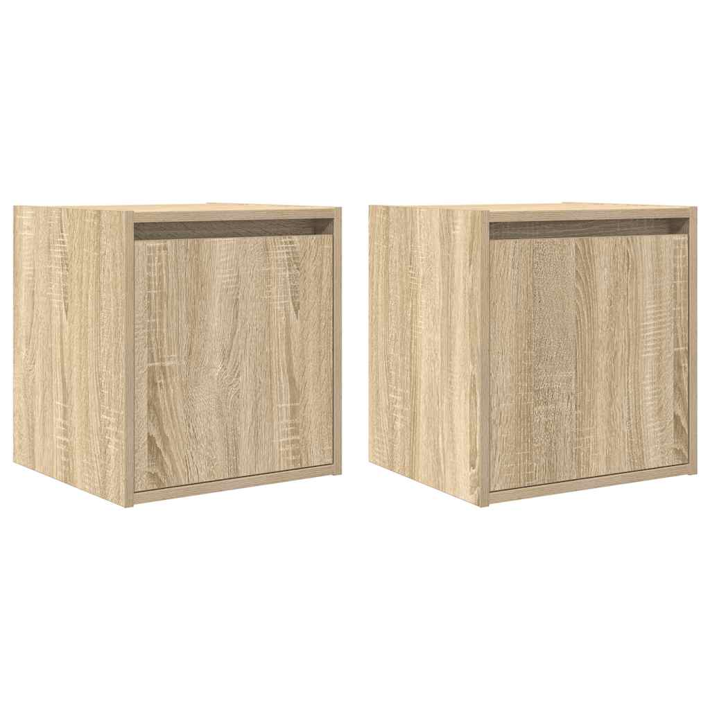 vidaXL Wand-Nachttische 2 Stk. Sonoma-Eiche 38x34x40 cm