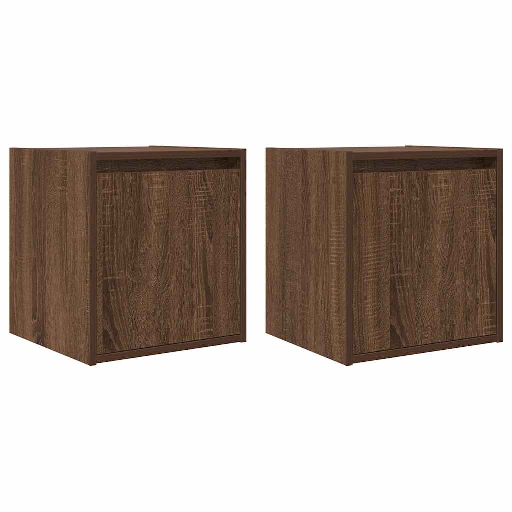 vidaXL Wand-Nachttische 2 Stk. Braun Eichen-Optik 38x34x40 cm