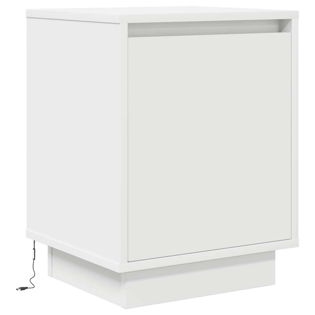 vidaXL Nachttisch mit LED-Leuchten Weiß 38x34x50 cm
