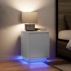 vidaXL Nachttisch mit LED-Leuchten Weiß 38x34x50 cm