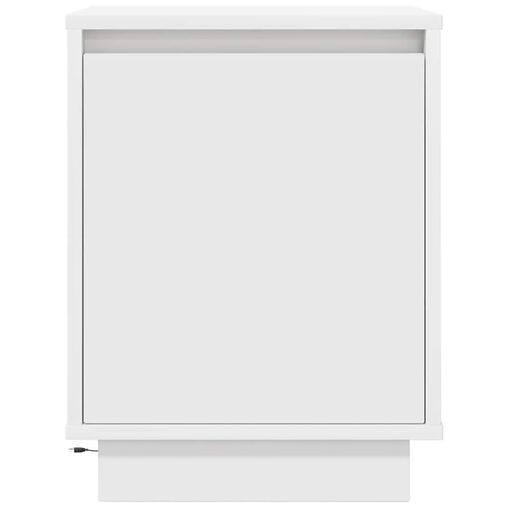 vidaXL Nachttisch mit LED-Leuchten Weiß 38x34x50 cm