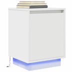 vidaXL Nachttisch mit LED-Leuchten Weiß 38x34x50 cm