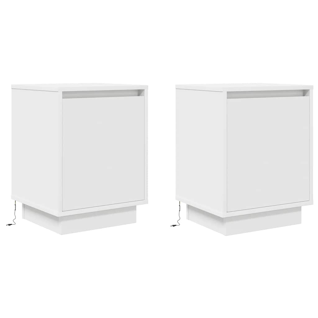 vidaXL Nachttische mit LED-Leuchten 2 Stk. Weiß 38x34x50 cm