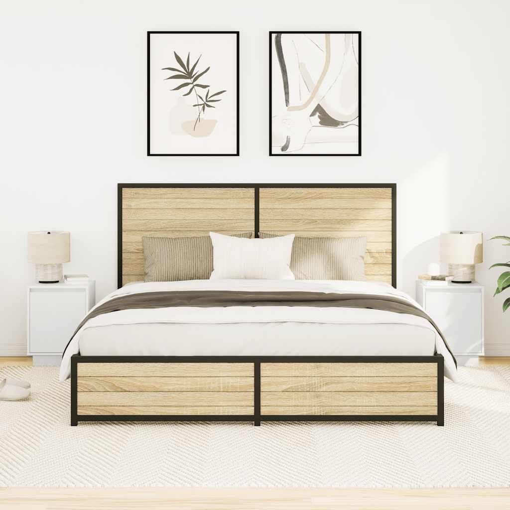vidaXL Nachttische mit LED-Leuchten 2 Stk. Weiß 38x34x50 cm