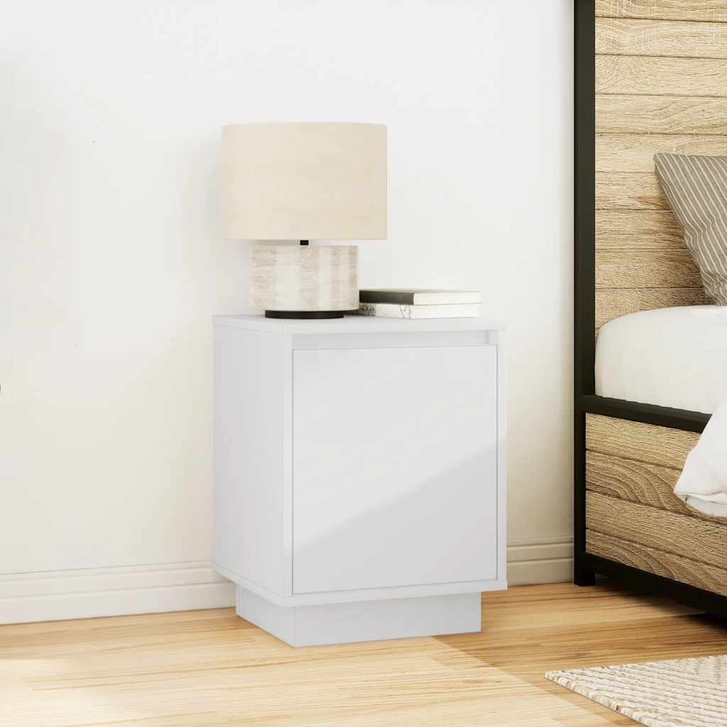 vidaXL Nachttische mit LED-Leuchten 2 Stk. Weiß 38x34x50 cm