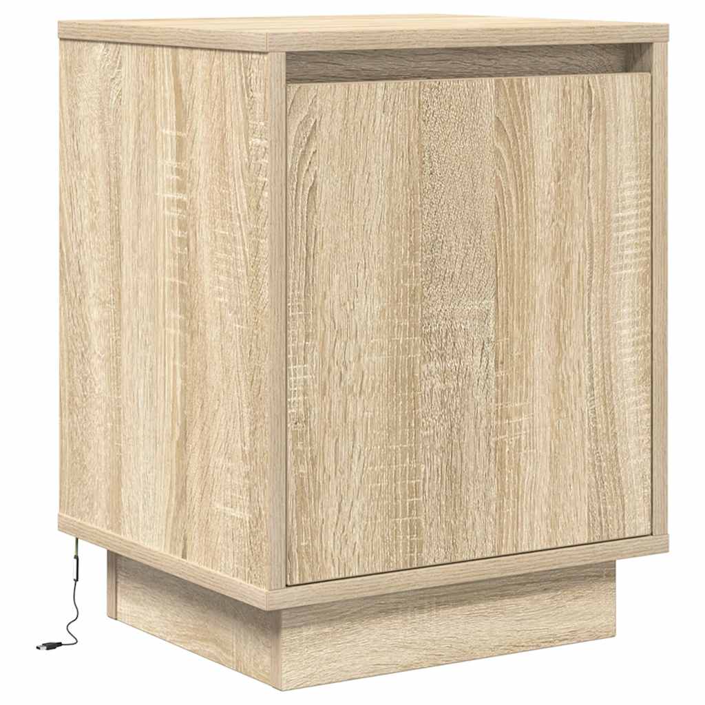 vidaXL Nachttisch mit LED-Leuchten Sonoma-Eiche 38x34x50 cm