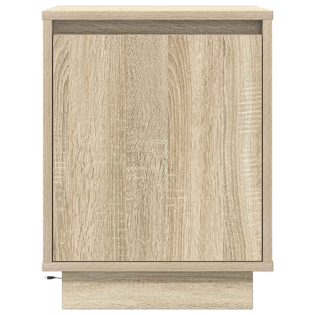 vidaXL Nachttisch mit LED-Leuchten Sonoma-Eiche 38x34x50 cm