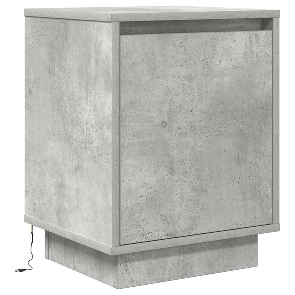 vidaXL Nachttisch mit LED-Leuchten Betongrau 38x34x50 cm