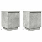 vidaXL Nachttische mit LED-Leuchten 2 Stk. Betongrau 38x34x50 cm