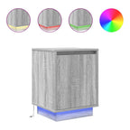 vidaXL Nachttisch mit LED-Leuchten Grau Sonoma 38x34x50 cm