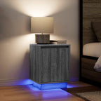 vidaXL Nachttisch mit LED-Leuchten Grau Sonoma 38x34x50 cm
