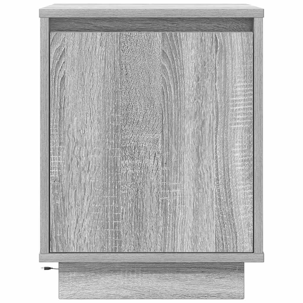 vidaXL Nachttisch mit LED-Leuchten Grau Sonoma 38x34x50 cm