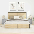 vidaXL Nachttische mit LED-Leuchten 2 Stk. Grau Sonoma 38x34x50 cm