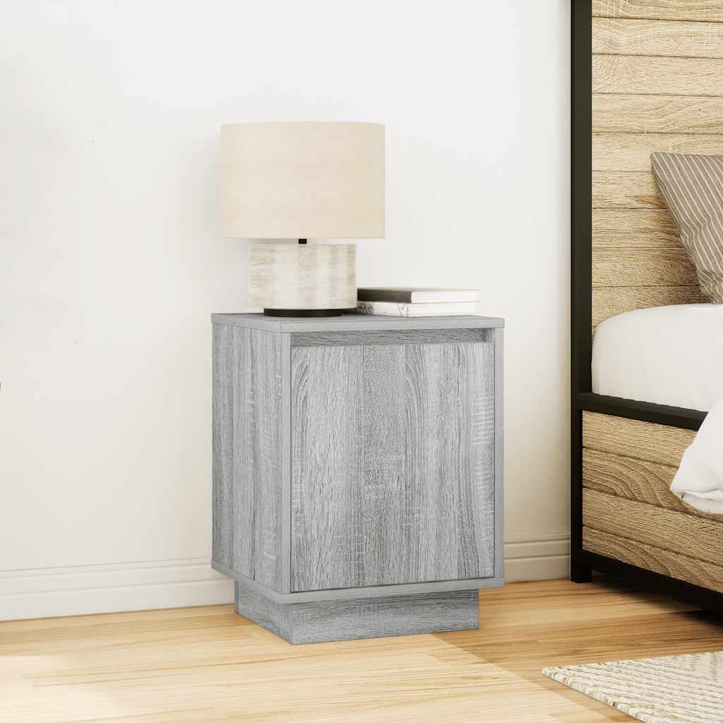 vidaXL Nachttische mit LED-Leuchten 2 Stk. Grau Sonoma 38x34x50 cm
