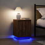 vidaXL Nachttisch mit LED-Leuchten Braun Eichen-Optik 38x34x50 cm