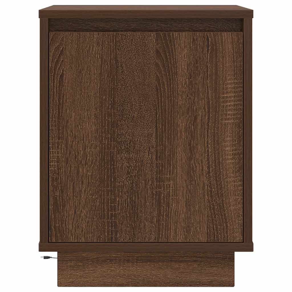 vidaXL Nachttisch mit LED-Leuchten Braun Eichen-Optik 38x34x50 cm