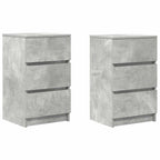 vidaXL Nachttische mit 3 Schubladen 2 Stk. Betongrau 39x35x65 cm