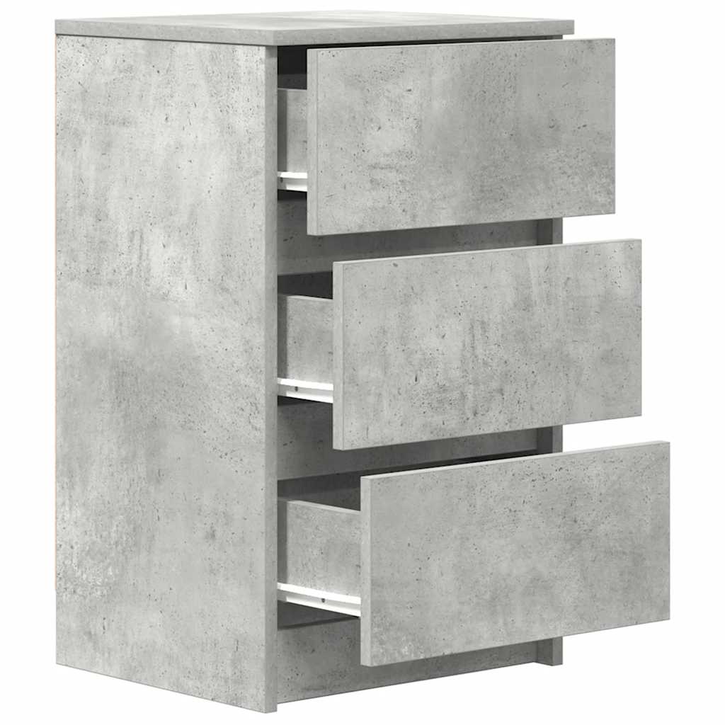 vidaXL Nachttische mit 3 Schubladen 2 Stk. Betongrau 39x35x65 cm