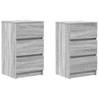 vidaXL Nachttische mit 3 Schubladen 2 Stk. Grau Sonoma 39x35x65 cm