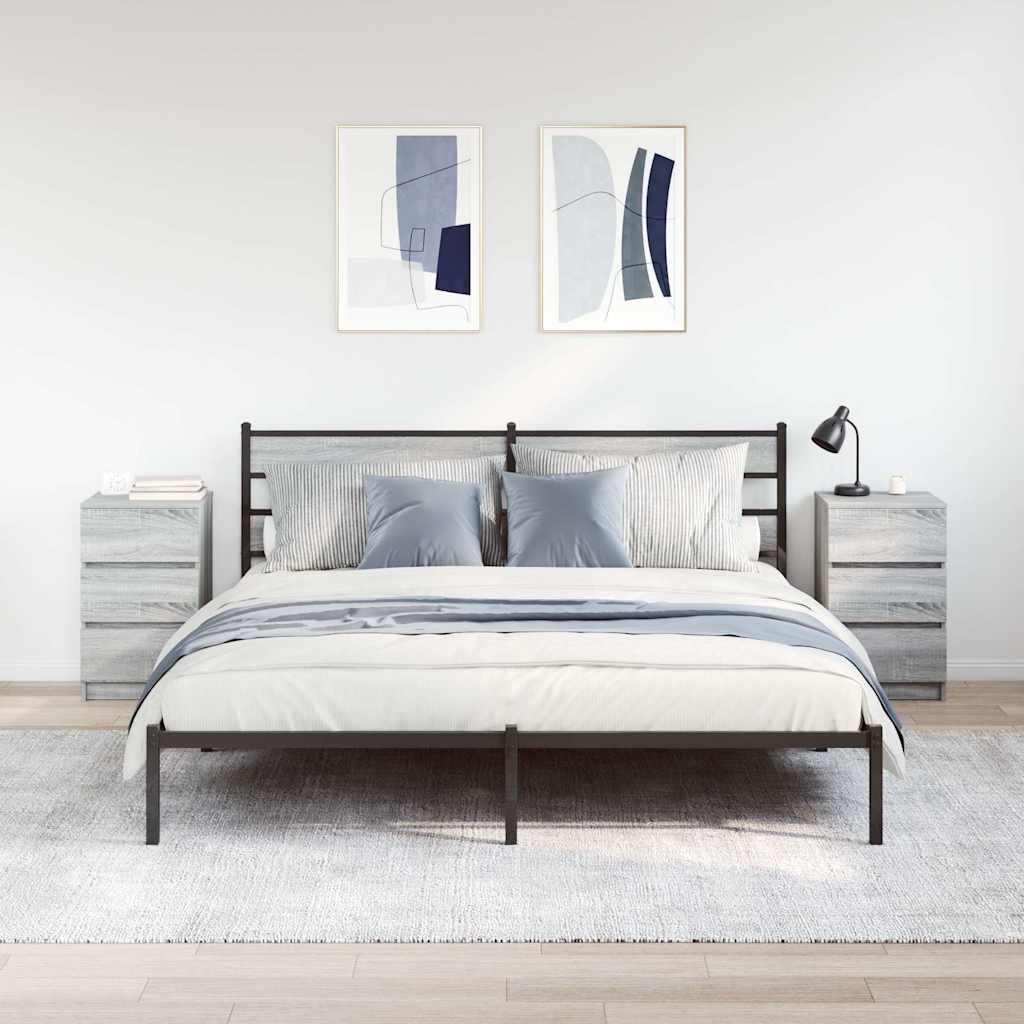 vidaXL Nachttische mit 3 Schubladen 2 Stk. Grau Sonoma 39x35x65 cm