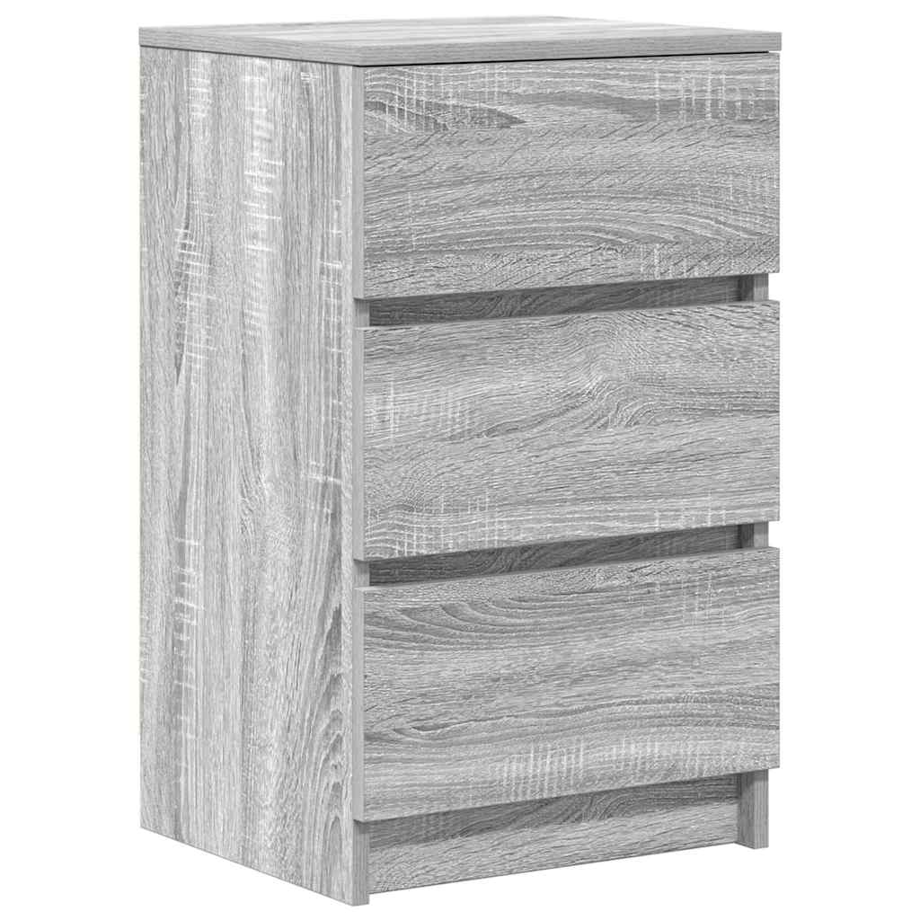 vidaXL Nachttische mit 3 Schubladen 2 Stk. Grau Sonoma 39x35x65 cm