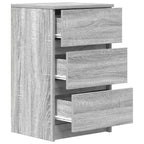 vidaXL Nachttische mit 3 Schubladen 2 Stk. Grau Sonoma 39x35x65 cm