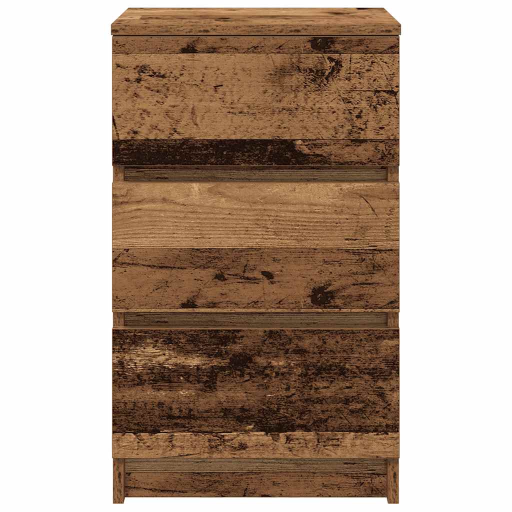 vidaXL Nachttisch mit 3 Schubladen Altholz-Optik 39x35x65 cm