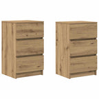 vidaXL Nachttische mit 3 Schubladen 2 Stk. Artisan-Eiche 39x35x65 cm