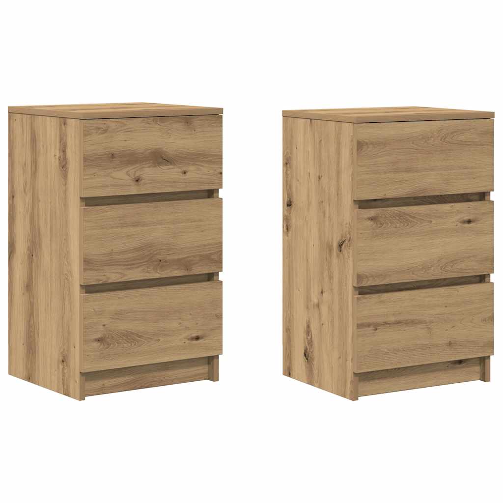 vidaXL Nachttische mit 3 Schubladen 2 Stk. Artisan-Eiche 39x35x65 cm