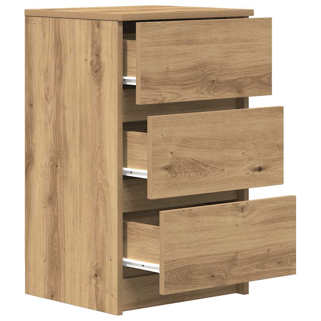 vidaXL Nachttische mit 3 Schubladen 2 Stk. Artisan-Eiche 39x35x65 cm