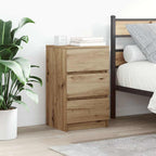 vidaXL Nachttische mit 3 Schubladen 2 Stk. Artisan-Eiche 39x35x65 cm
