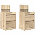 vidaXL Nachttische mit 2 Schubladen 2 Stk. Sonoma-Eiche 38x34x80 cm