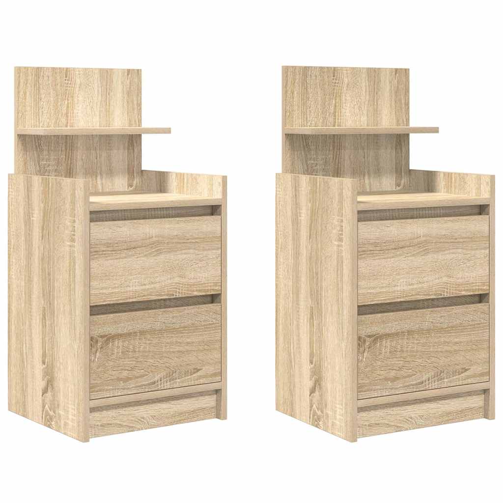 vidaXL Nachttische mit 2 Schubladen 2 Stk. Sonoma-Eiche 38x34x80 cm