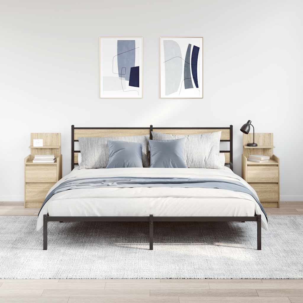 vidaXL Nachttische mit 2 Schubladen 2 Stk. Sonoma-Eiche 38x34x80 cm