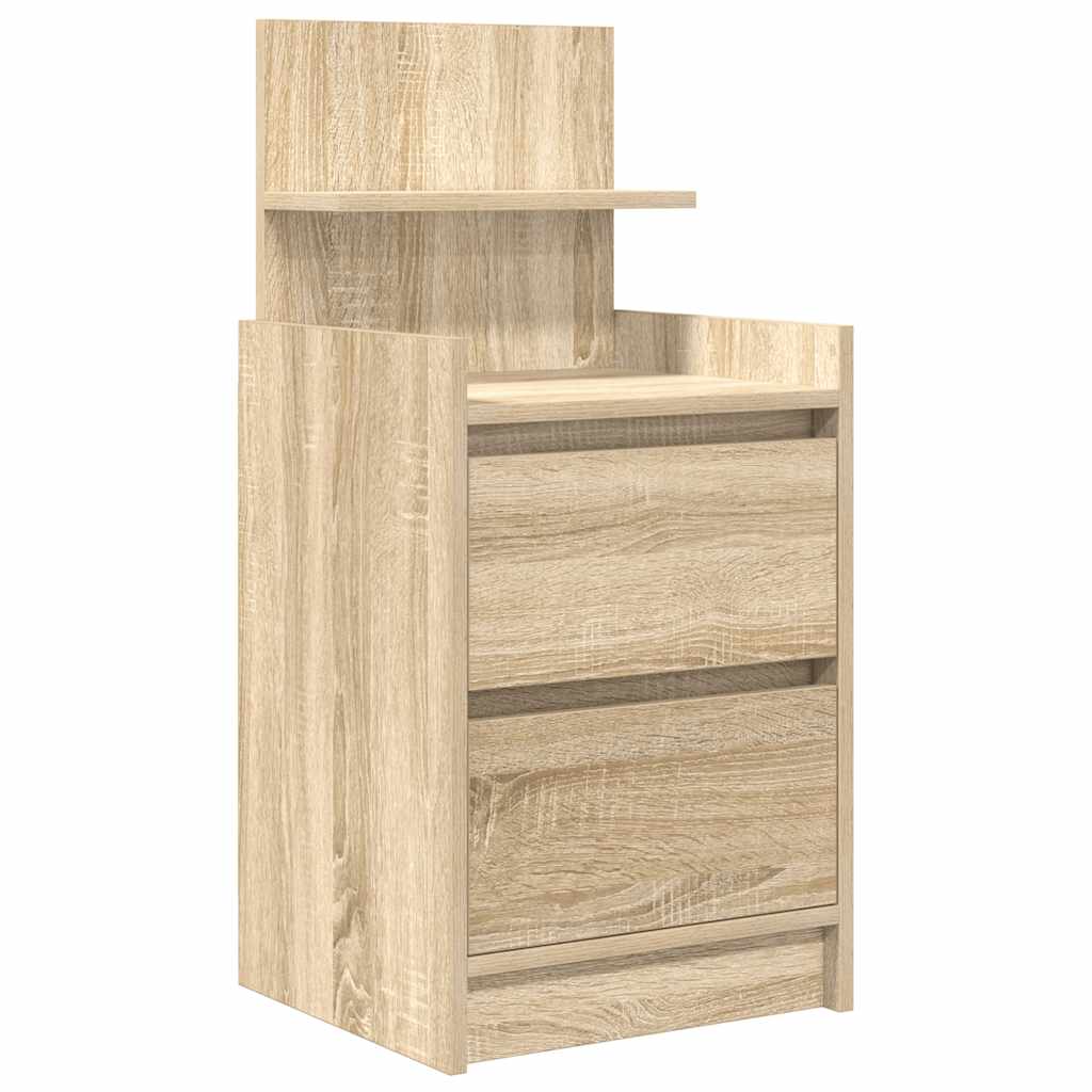 vidaXL Nachttische mit 2 Schubladen 2 Stk. Sonoma-Eiche 38x34x80 cm