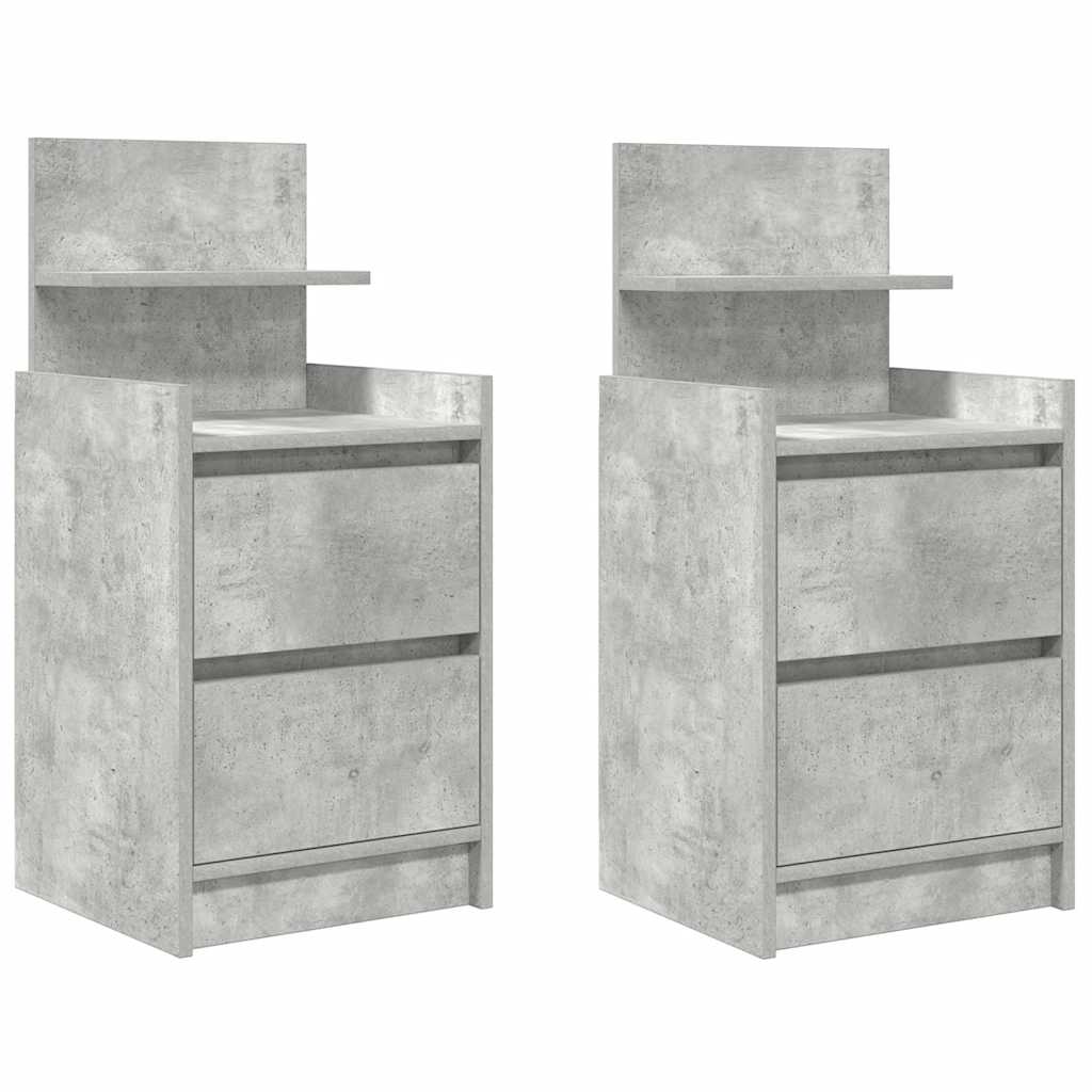 vidaXL Nachttische mit 2 Schubladen 2 Stk. Betongrau 38x34x80 cm