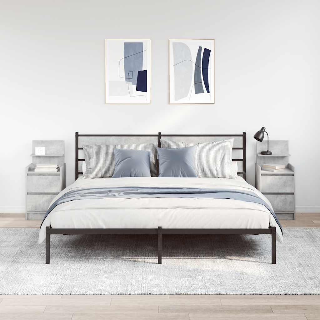 vidaXL Nachttische mit 2 Schubladen 2 Stk. Betongrau 38x34x80 cm