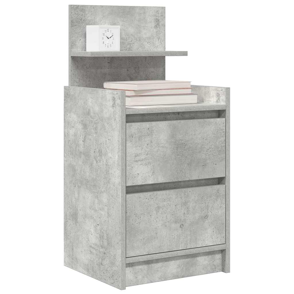 vidaXL Nachttische mit 2 Schubladen 2 Stk. Betongrau 38x34x80 cm