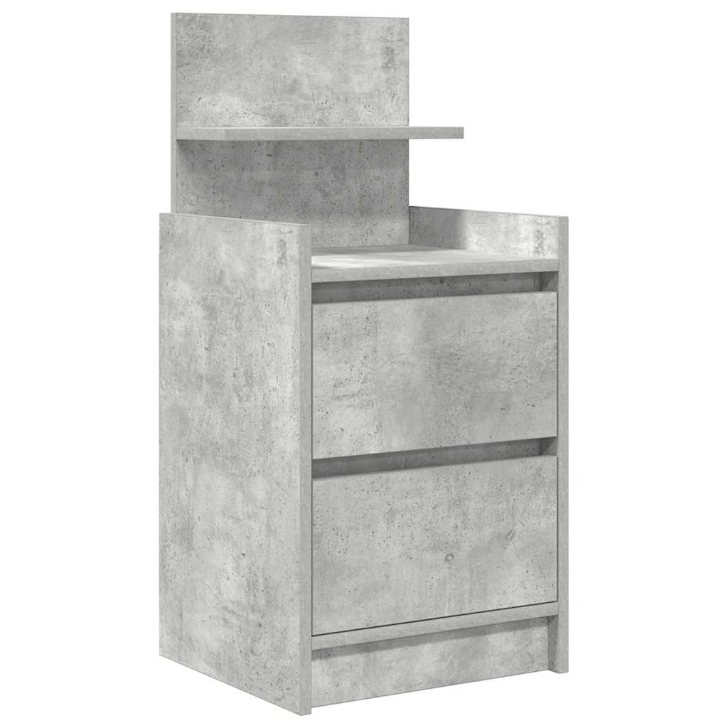 vidaXL Nachttische mit 2 Schubladen 2 Stk. Betongrau 38x34x80 cm