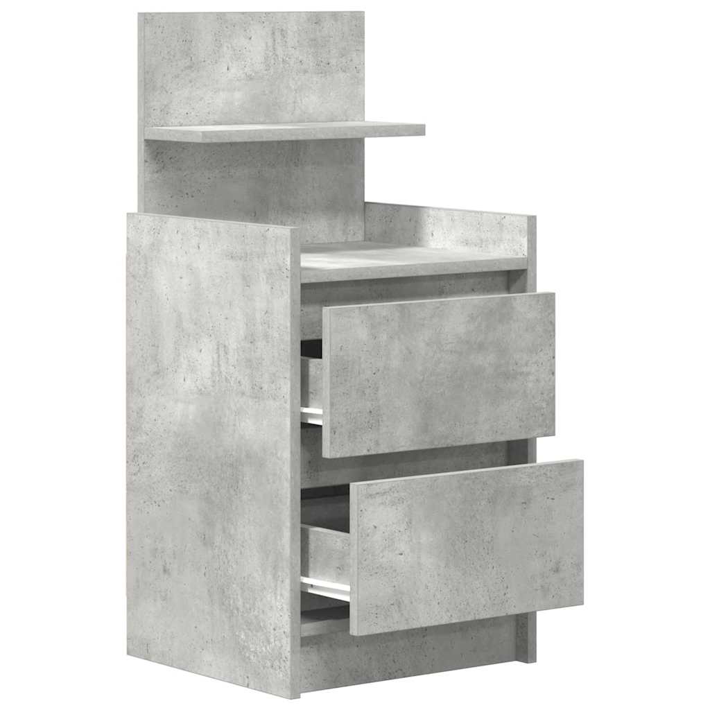 vidaXL Nachttische mit 2 Schubladen 2 Stk. Betongrau 38x34x80 cm