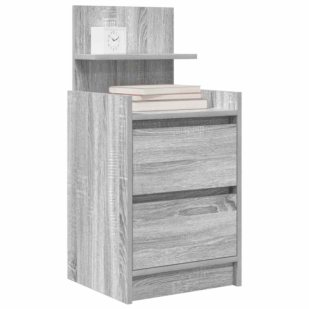 vidaXL Nachttische mit 2 Schubladen 2 Stk. Grau Sonoma 38x34x80 cm