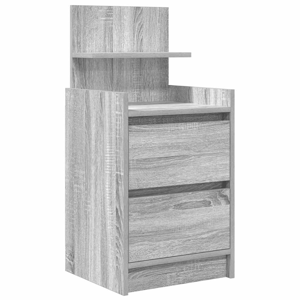 vidaXL Nachttische mit 2 Schubladen 2 Stk. Grau Sonoma 38x34x80 cm