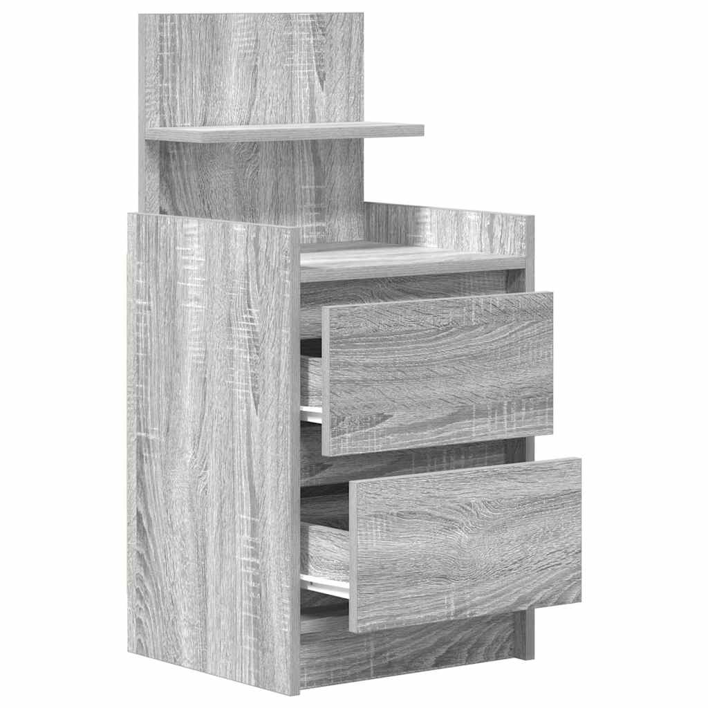 vidaXL Nachttische mit 2 Schubladen 2 Stk. Grau Sonoma 38x34x80 cm