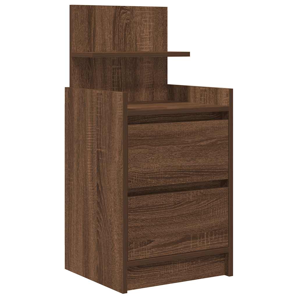 vidaXL Nachttisch mit 2 Schubladen Braun Eichen-Optik 38x34x80 cm